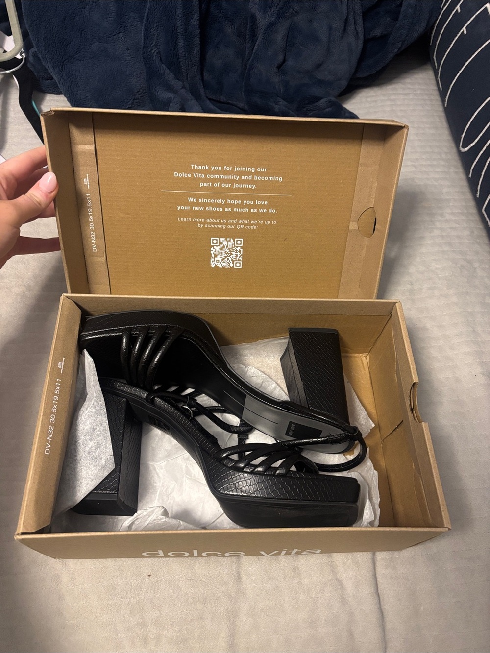 Dolce Vita Black Platform Strappy Block-Heel Sandals
